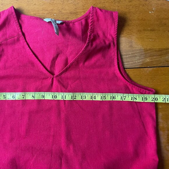 Linen blend red asymetrical midi summedress - viscose / linen / poly - Like new - Picture 6 of 6